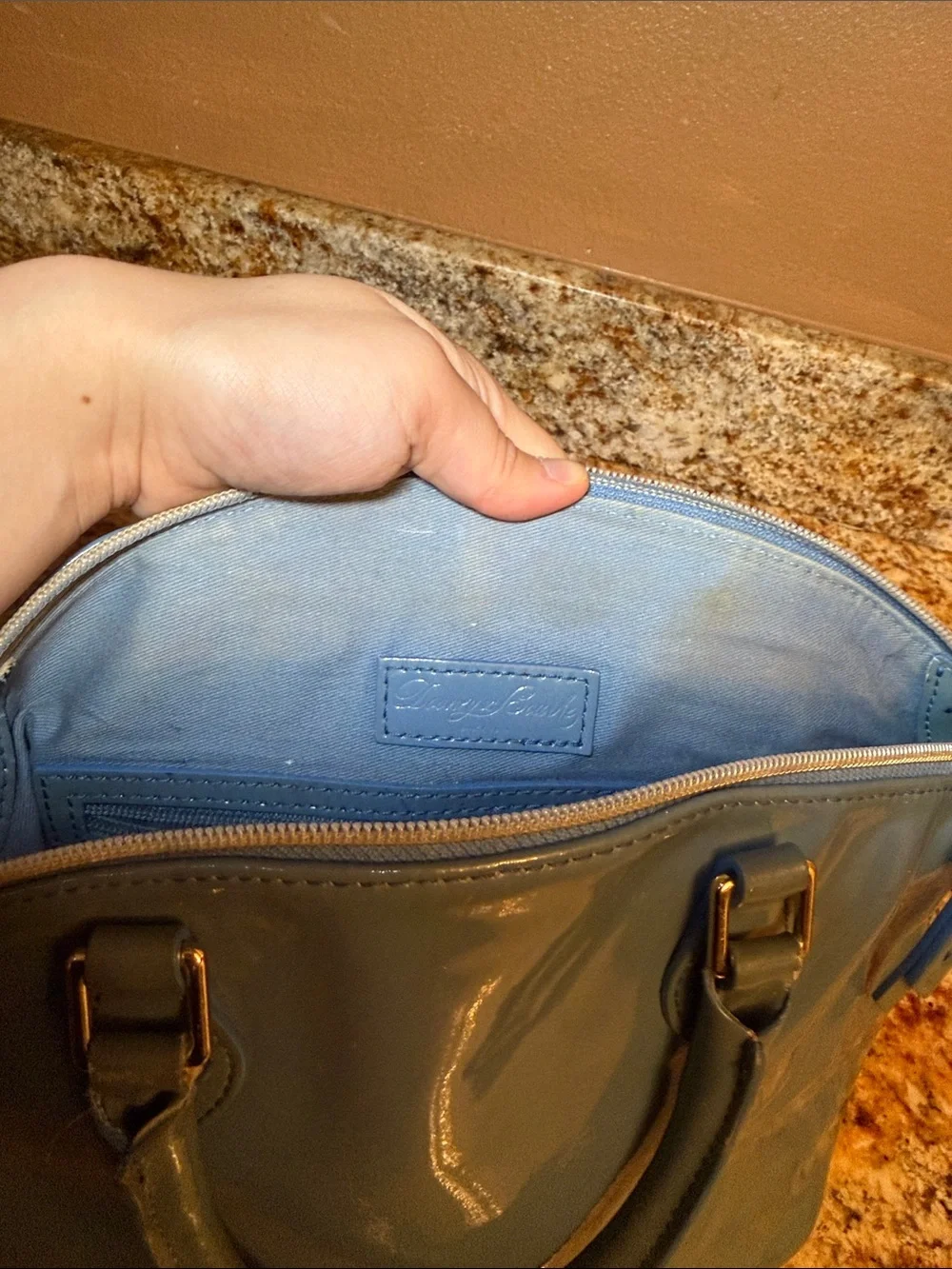 Dooney & Bourke Light Blue Patent Leather Satchel - Picture 9 of 9